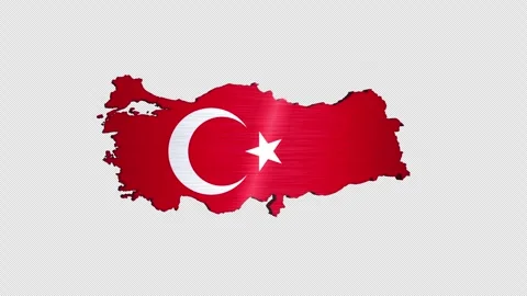 Turkey 3D Rotating Flag Map Alpha Channel Loop Stock Footage 336134121