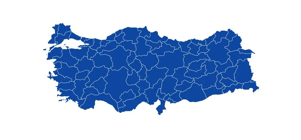Turkey administrative map. states map of Trkiye with color, blank Map, empt.. Stock Illustration
