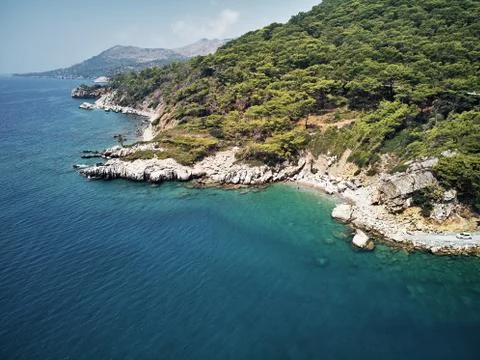 Turkey, aerial drone perspective of deep blue and turquoise water of the Stock Photos