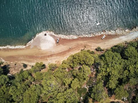 Turkey, aerial drone perspective of deep blue and turquoise water of the Stock Photos