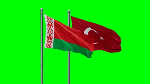 Turkey and Belarus two flags Stock Footage 292784205