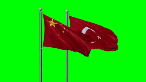 Turkey and China two flags Video stock 289637343