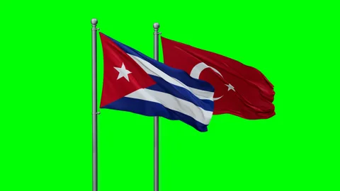 Turkey and Cuba two flags Video stock 291471527