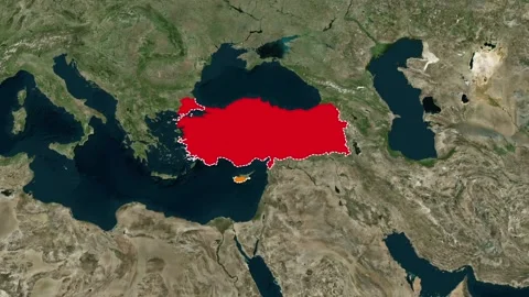 Turkey and Cyprus Border Map Motion Graphic Animation Zoom Effect 4K 스톡 동영상 330383481