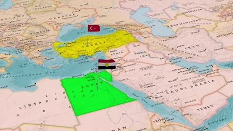 Turkey And Egypt Countries Map Mediterranean Region Animation Stock Footage 344744666