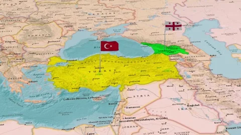 Turkey And Georgia Countries Map Black Sea Region Animation Stock Footage 344744665