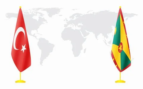 Turkey and Grenada flags for official meeting Stock Illustration