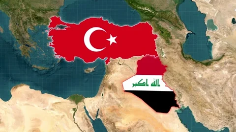 Turkey And Iraq Map With FLag Animation Stock Footage 330911167