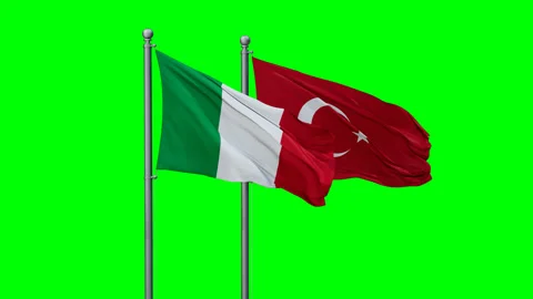 Turkey and Italy two flags Stock Footage 289650207