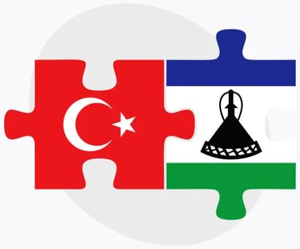 Turkey and Lesotho Flags Stock Illustration