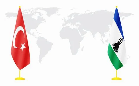 Turkey and Lesotho flags for official meeting Stock Illustration