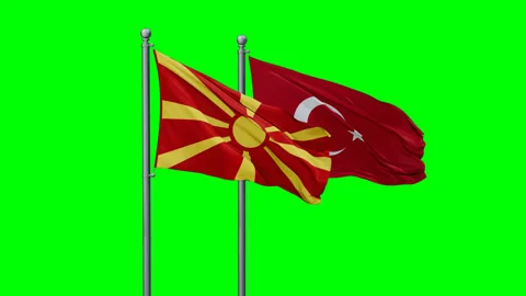 Turkey and Macedonia two flags Video stock 295068440