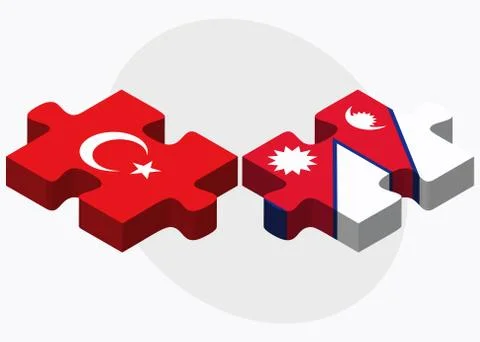 Turkey and Nepal Flags Stock Illustration