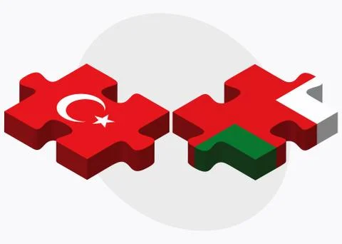 Turkey and Oman Flags Stock Illustration