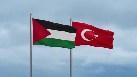 Turkey and Palestine and Gaza Strip flag | Stock Video | Pond5