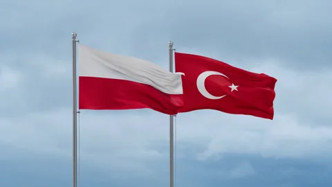 Turkey and Poland flag Video stock 252428487