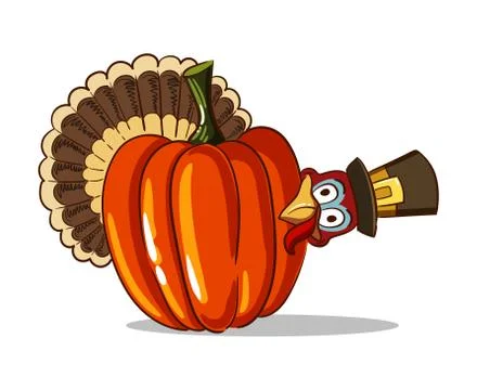 Turkey And Pumpkin Stock Illustration