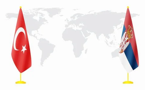 Turkey and Serbia flags for official meeting Stock Illustration