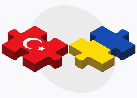 Turkey and Ukraine Flags Stock Illustration