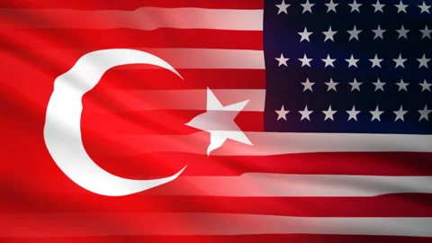 Turkey and US flags in one frame Stock-Footage 222198905
