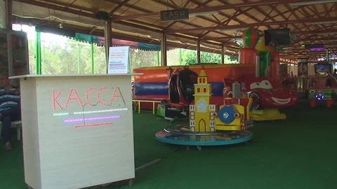 Turkey, Antalya, August 20, 2015, pavilion with game rides Vídeos de archivo 75657064