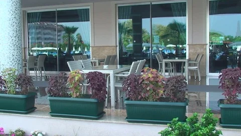 Turkey, Antalya, August 20, 2015 early morning, new hotel, nicely decorated Vídeos de archivo 75698419