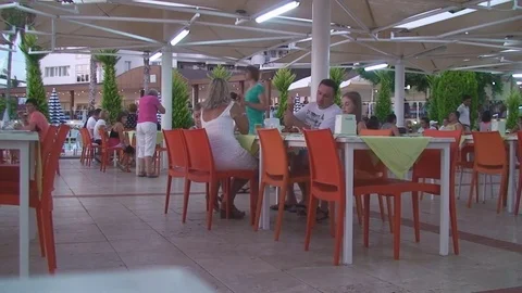 Turkey, Antalya, August 20, 2015, early in the morning people eat Breakfast in Vídeos de archivo 75774651