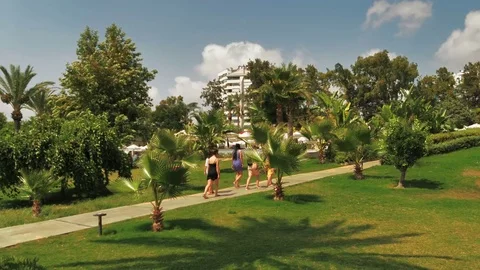 TURKEY, ANTALYA - August 20 , 2017 : Tourists with children are walking. Stock Footage 80211292