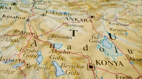 Turkey atlas map panning across regional cities and travel routes Stock Footage 340106823