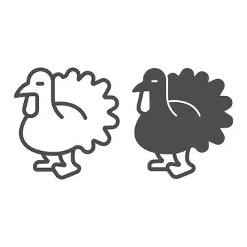Turkey bird line and solid icon, worldwildlife concept, turkey bird vector sign Stockillustratie