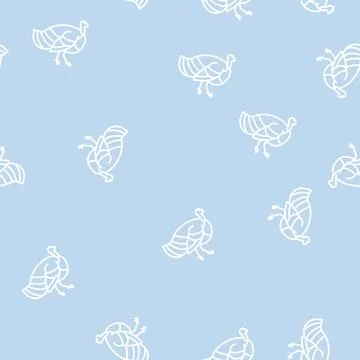 Turkey bird line seamless pattern Stock Illustration