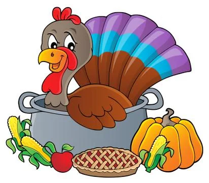 Turkey bird in pan theme image Stock Illustration