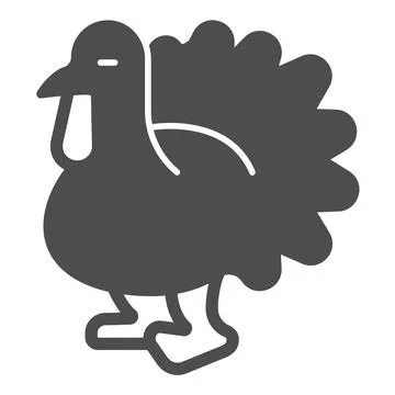 Turkey bird solid icon, worldwildlife concept, turkey bird vector sign on white Stockillustratie