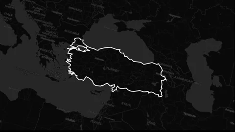 Turkey Black color Map Stock Footage 294083192