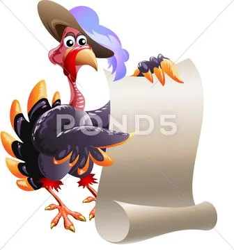 Turkey with blank note Stock Illustration