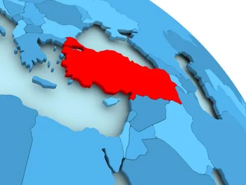 Turkey on blue globe Stock Illustration