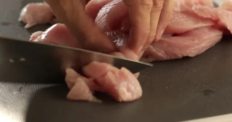 Turkey breasts chopping, closeup Stock Footage 322644028