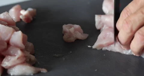 Turkey breasts chopping, closeup Stock Footage 322644109