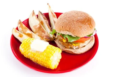 Turkey Burger Isolated with Path Stock Photos