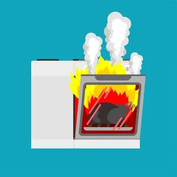 Turkey burnt in oven. Roasted vector illustration Stock Illustration