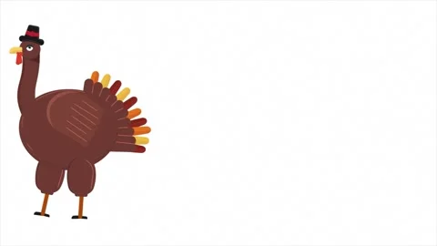 Turkey Cartoon Walking 2D Animation for Happy Thanksgiving day concept. Video stock 291507120