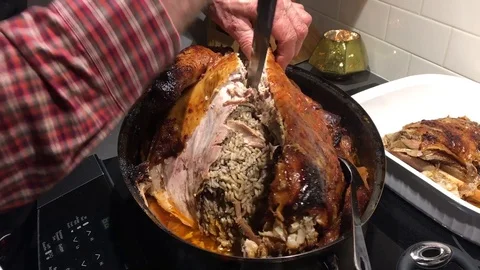 TURKEY CARVING AND STUFFING Video stock 122651377
