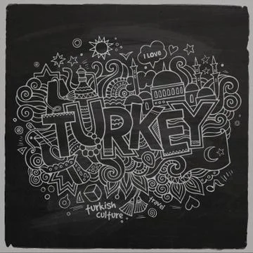 Turkey chalkboard background Stock Illustration
