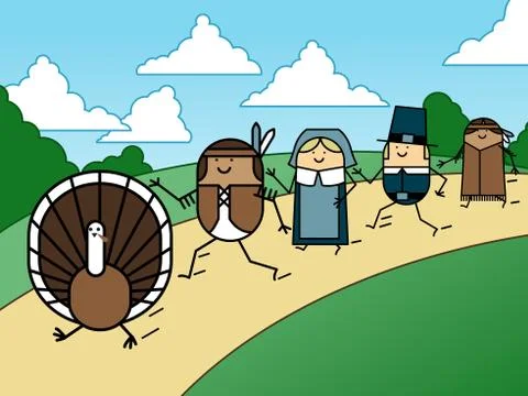 Turkey chase Stock Illustration