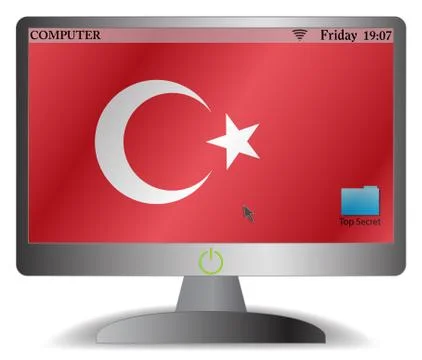Turkey Computer Screen With On Button Stock Illustration