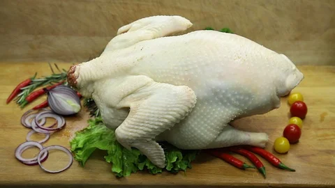 The Turkey for cooking raw. Stock Footage 130002981