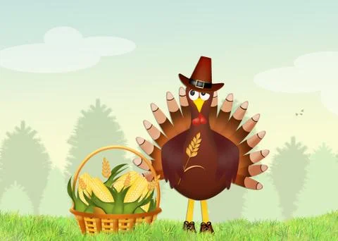 Turkey with corns Stock Illustration