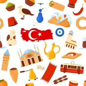 Turkey Culture Seamless Pattern Vector Design Illustrazione stock