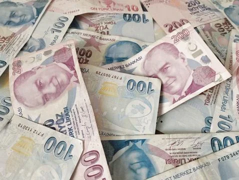 Turkey Currency Counting and sorting Foto stock