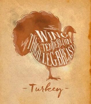 Turkey cutting scheme craft Stock Illustration